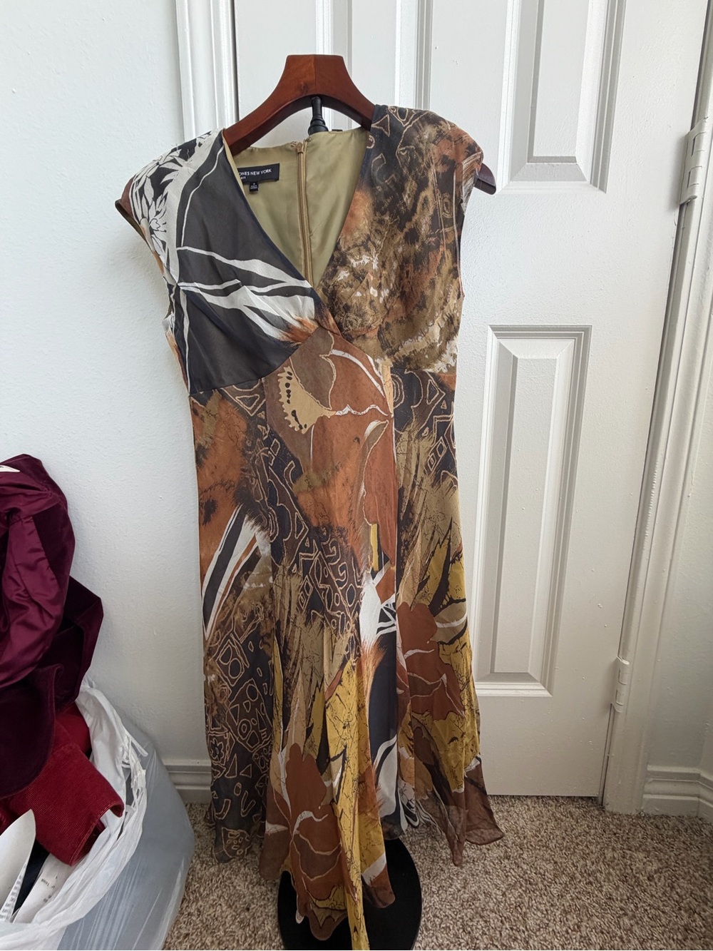VINTAGE 1990s Jones New York Autumnal Silk Dress